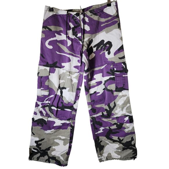 ROTHCO Cargo Purple Urban Camo Tactical Double Knee Denim Wide Leg 30" Waist XXS - Picture 1 of 12